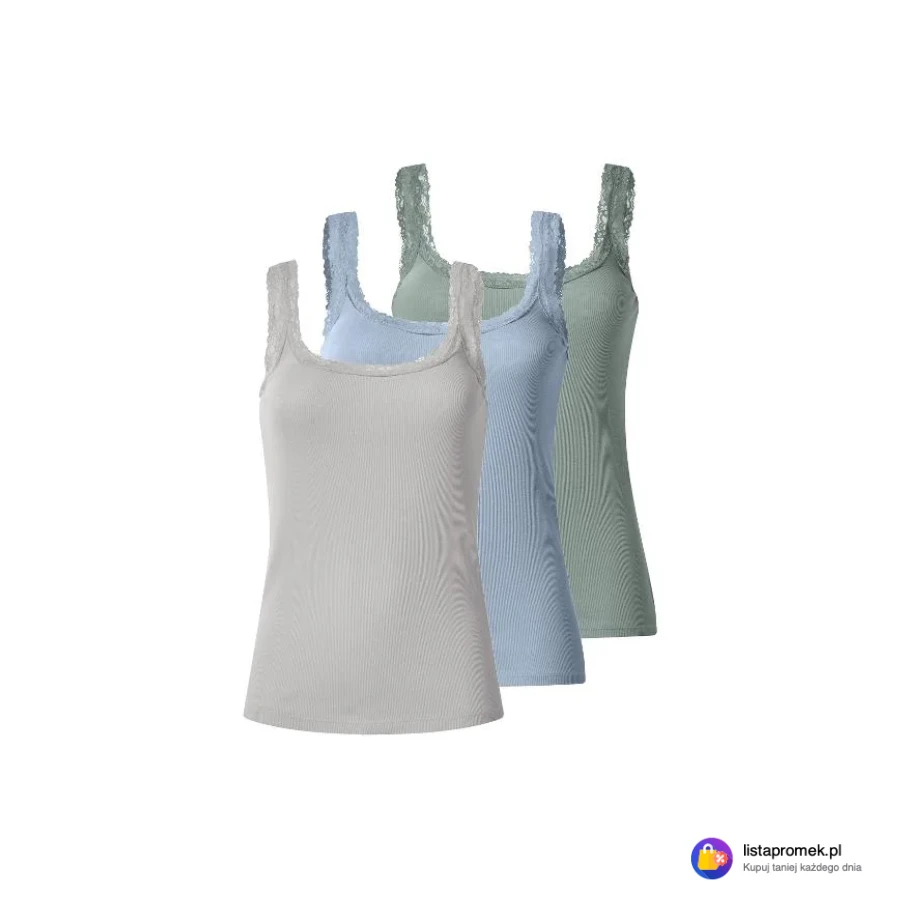 Topy damskie z koronką, 3 sztuki