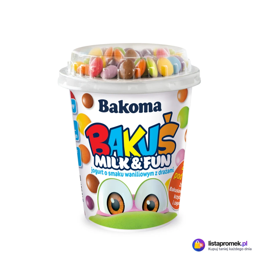 Jogurt waniliowy z topperem Bakuś, różne rodzaje