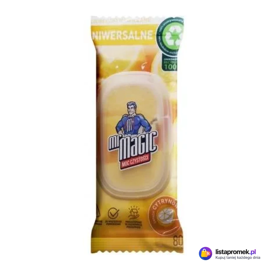 Ściereczki nawilżane uniwersalne do czyszczenia Mr Magic, 80 szt., różne rodzaje
