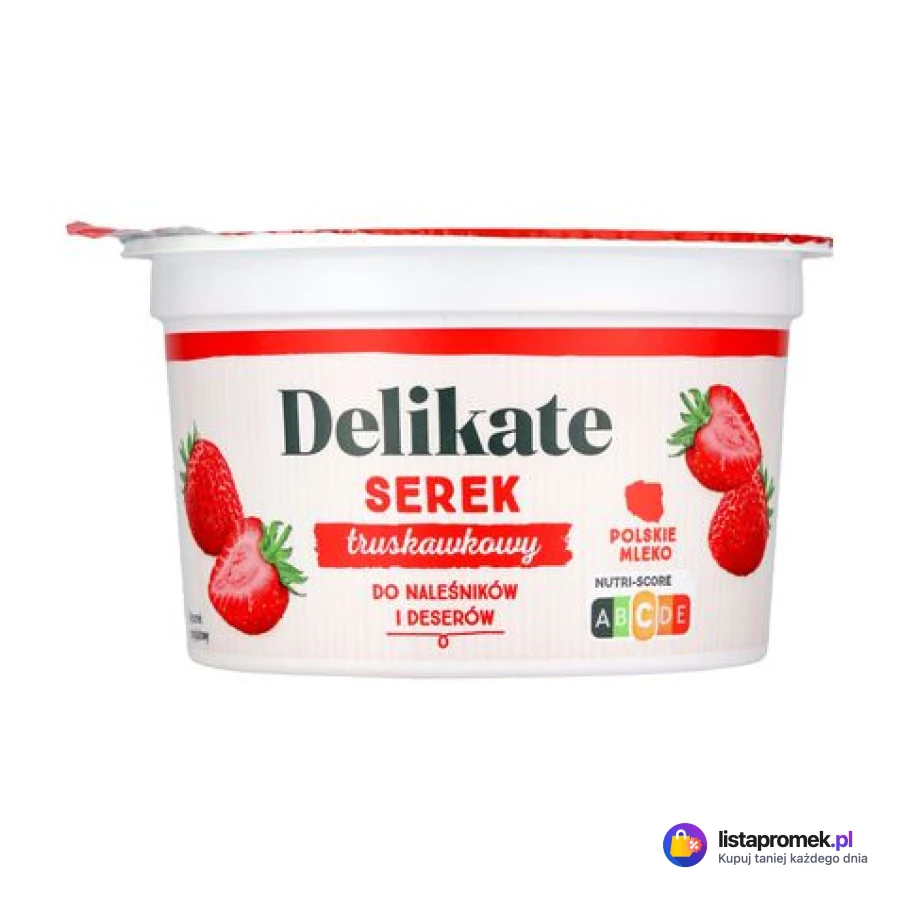 Serek twarogowy Delikate, 385 g/400 g, naturalny, truskawkowy, brzoskwiniowy
