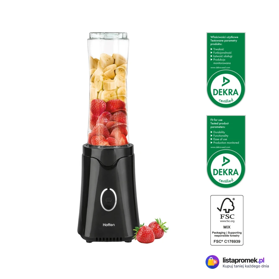 Blender fitness z przenośnym bidonem, o pojemności 600 ml