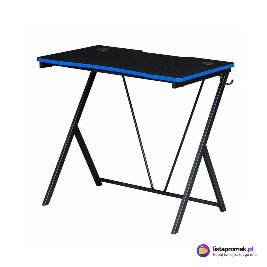 Biurko gamingowe Gamer, 80 x 50 x 75 cm, składane, czarne