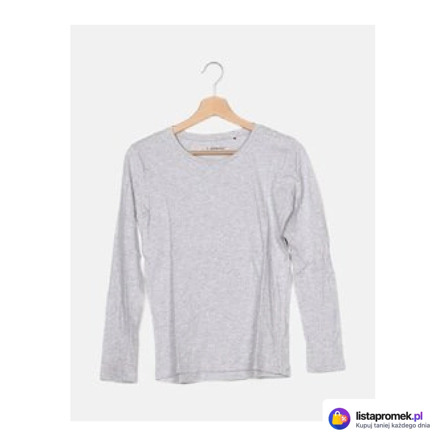 T-shirt damski z długim rękawem, miękka tkanina, guziki na ramieniu