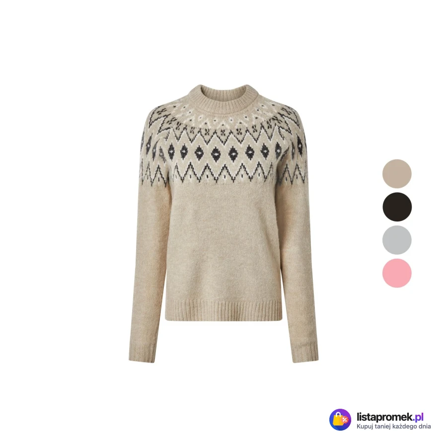 Sweter damski ze wzorem w stylu norweskim