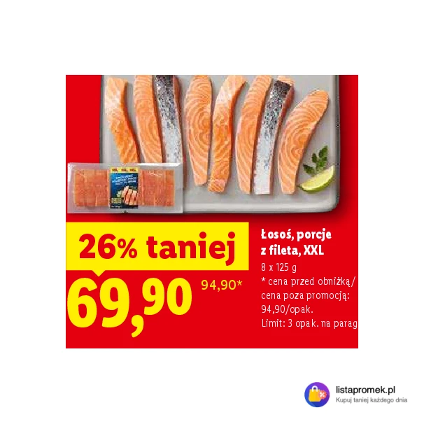 Łosoś, porcje XXL z fileta
