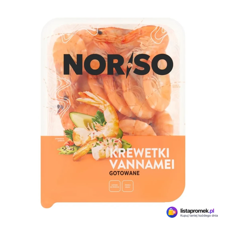 Krewetki całe gotowane, z głową