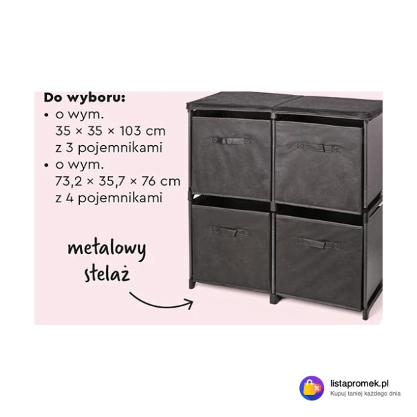 Regał z pojemnikami do przechowywania