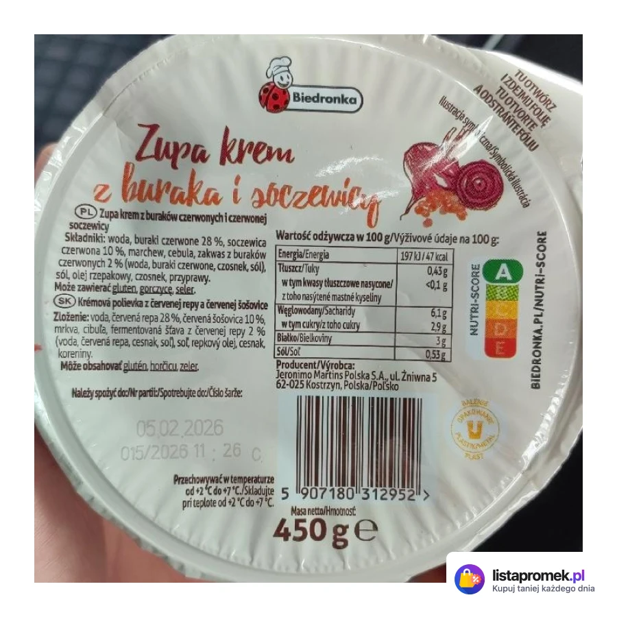 Zupa krem z buraków i czerwonej soczewicy
