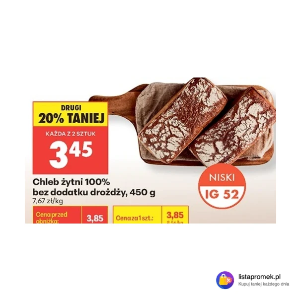 Chleb żytni 100% bez dodatku drożdży, 450 g