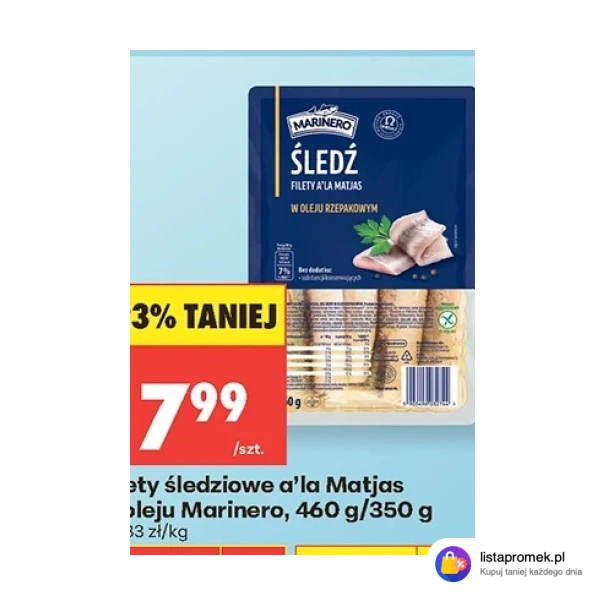 Filety śledziowe a'la Matjas w oleju Marinero, 460 g/350 g