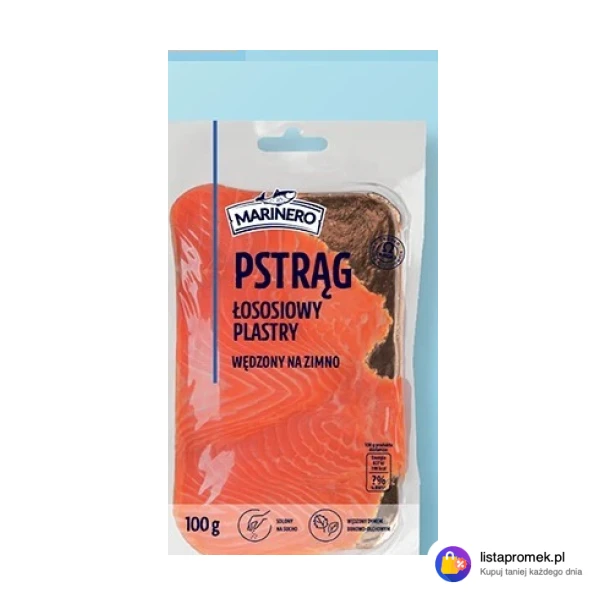 Pstrąg łososiowy wędzony na zimno plastry Marinero, 100 g
