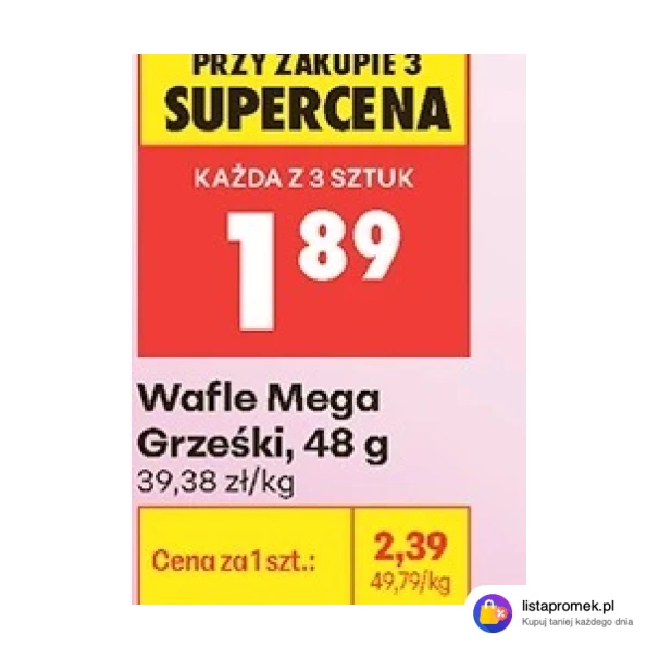 Wafle Mega Grześki, 48 g