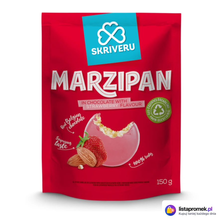 Marcepan w białej czekoladzie, truskawkowy