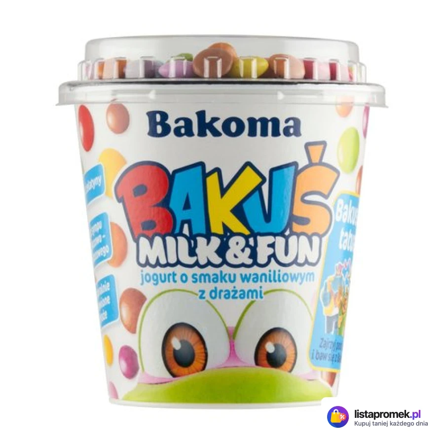 Jogurt waniliowy z topperem Bakuś, różne rodzaje