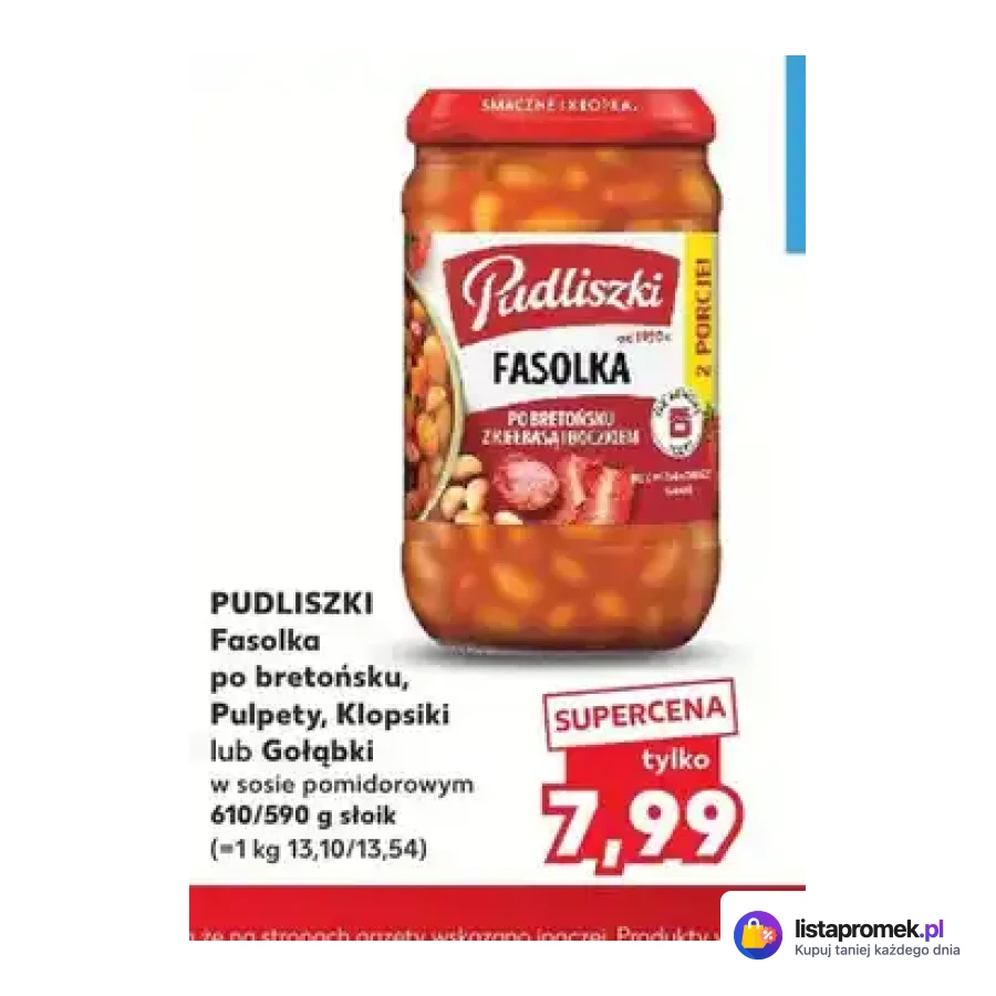 Danie: pulpety w sosie pomidorowym, fasolka po bretońsku, gołąbki w sosie pomidorowym